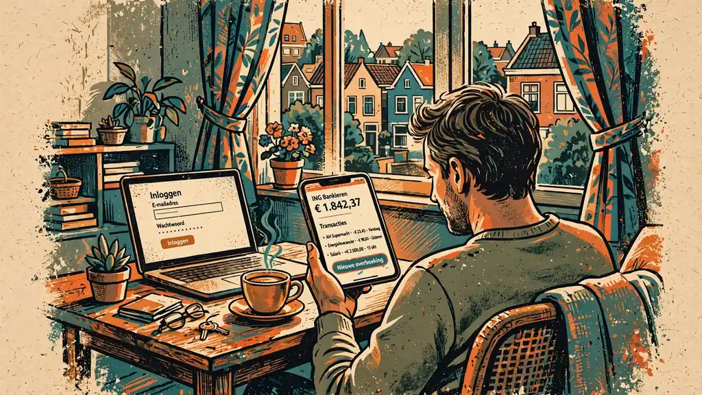 Persoon die via smartphone betaalt in een online casino met iDEAL
